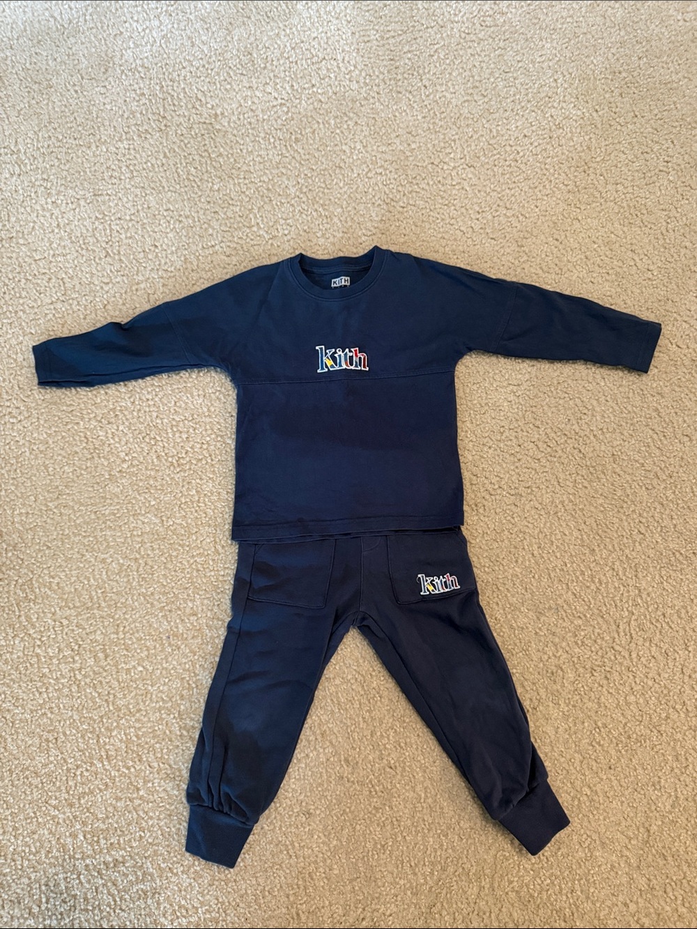 Kith Kids  Navy Set with Multicolor Logo